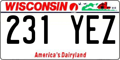 WI license plate 231YEZ