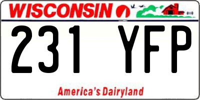 WI license plate 231YFP