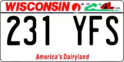 WI license plate 231YFS