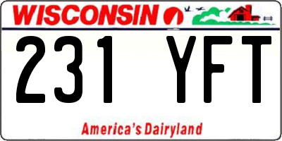 WI license plate 231YFT