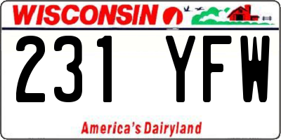WI license plate 231YFW
