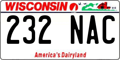 WI license plate 232NAC