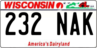 WI license plate 232NAK