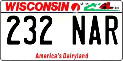 WI license plate 232NAR