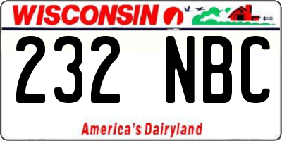 WI license plate 232NBC
