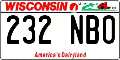 WI license plate 232NBO