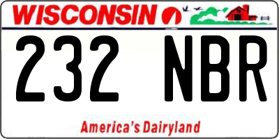 WI license plate 232NBR