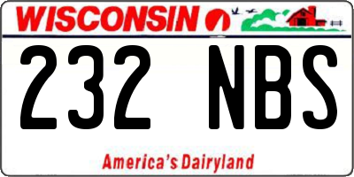 WI license plate 232NBS
