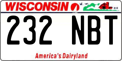 WI license plate 232NBT