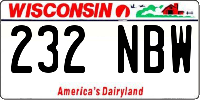 WI license plate 232NBW