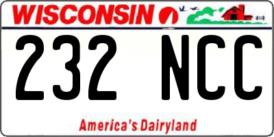 WI license plate 232NCC