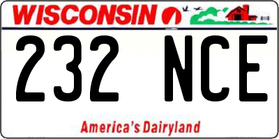 WI license plate 232NCE
