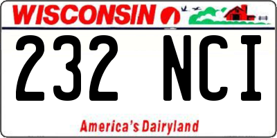 WI license plate 232NCI