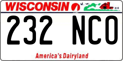 WI license plate 232NCO
