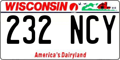 WI license plate 232NCY