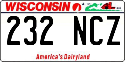 WI license plate 232NCZ