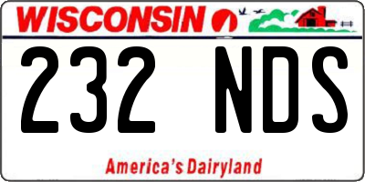 WI license plate 232NDS