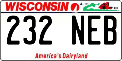 WI license plate 232NEB