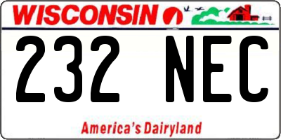 WI license plate 232NEC
