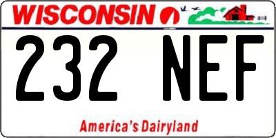 WI license plate 232NEF