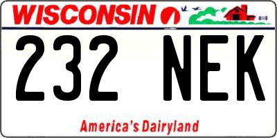 WI license plate 232NEK