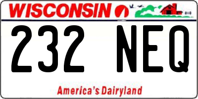 WI license plate 232NEQ