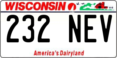 WI license plate 232NEV