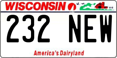 WI license plate 232NEW