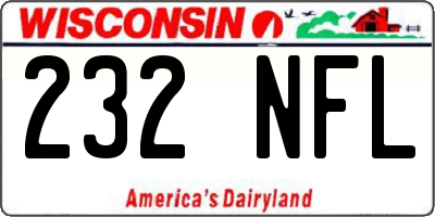 WI license plate 232NFL