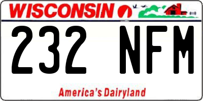 WI license plate 232NFM