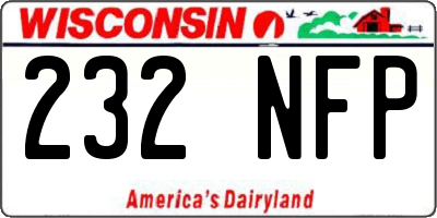 WI license plate 232NFP