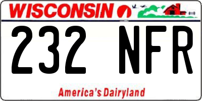 WI license plate 232NFR