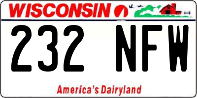 WI license plate 232NFW