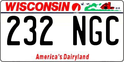 WI license plate 232NGC