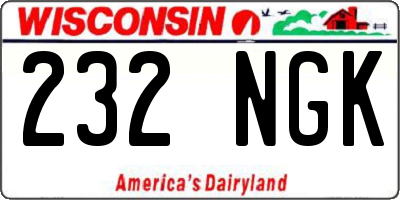 WI license plate 232NGK