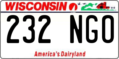 WI license plate 232NGO