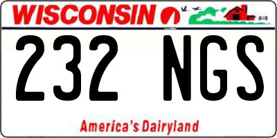 WI license plate 232NGS