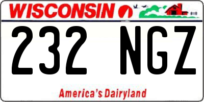 WI license plate 232NGZ