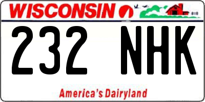 WI license plate 232NHK