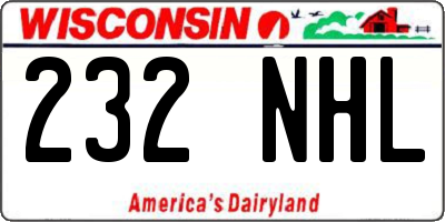 WI license plate 232NHL