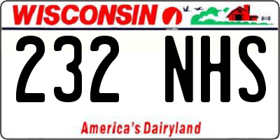 WI license plate 232NHS