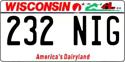 WI license plate 232NIG