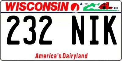 WI license plate 232NIK