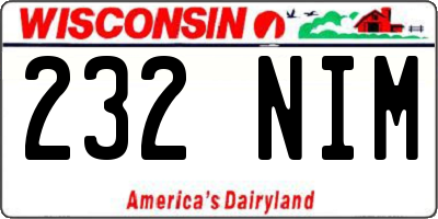 WI license plate 232NIM