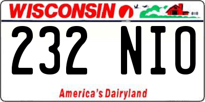 WI license plate 232NIO
