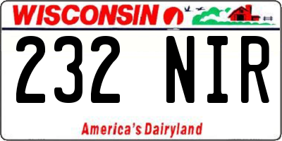 WI license plate 232NIR