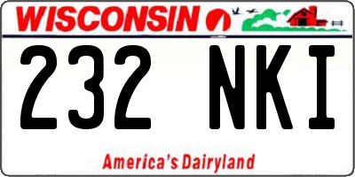 WI license plate 232NKI