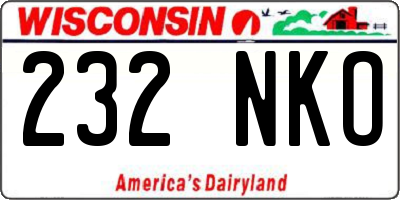 WI license plate 232NKO