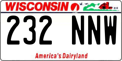 WI license plate 232NNW