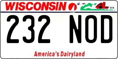 WI license plate 232NOD